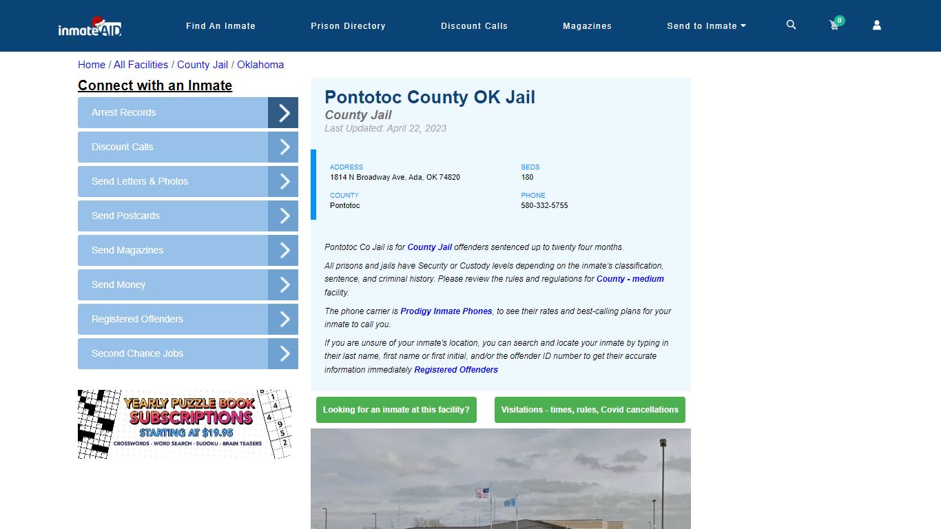Pontotoc County OK Jail - Inmate Locator - Ada, OK