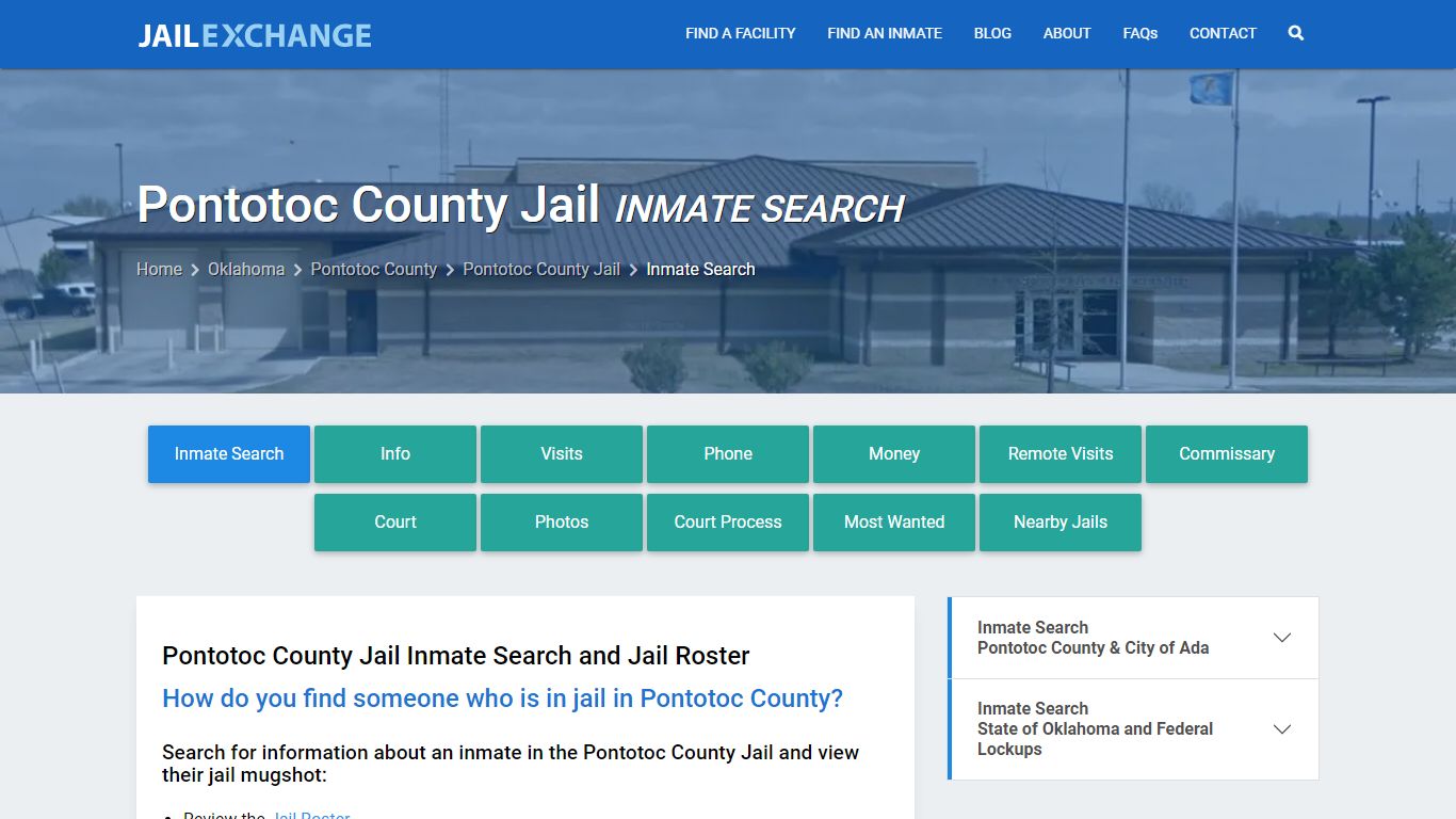 Inmate Search: Roster & Mugshots - Pontotoc County Jail, OK - Jail Exchange
